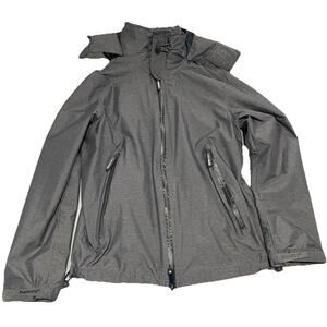 Superdry Mens Size Medium Jacket Cliff Emboss Hiker Gray Zip Hood Windbreaker